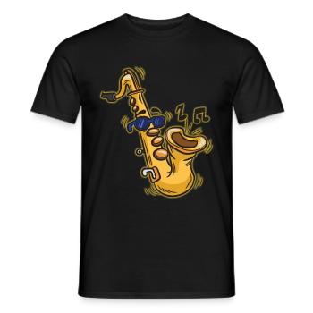 SMOOTH JAZZ SAXOPHONE saxophonist humor musician - Men's T-Shirt - black - Front - AI Model Male 178 light (178cm)