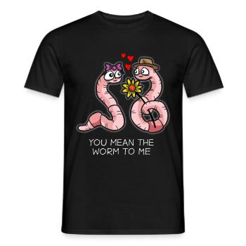 YOU MEAN THE WORM TO ME Funny earthworm saying - Men's T-Shirt - black - Front - AI Model Male 178 light (178cm)