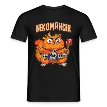 NEKOMANCER Neko Cat Magician Nécromancien Humour - T-shirt homme - noir - Devant - AI Model Male 178 light (178cm)