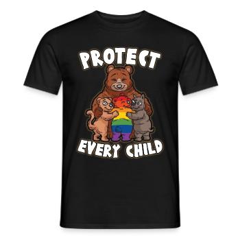 PROTÉGEZ CHAQUE ENFANT mère aime l'ours gay LGBTQ - T-shirt homme - noir - Devant - AI Model Male 178 light (178cm)