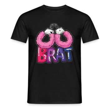 BRAT plush handcuffs DDLG bad girl humor - Men's T-Shirt - black - Front - AI Model Male 178 light (178cm)