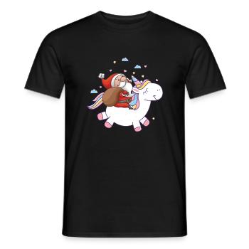 unicorn with riding Santa Christmas Christmas - Men's T-Shirt - black - Front - AI Model Male 178 light (178cm)