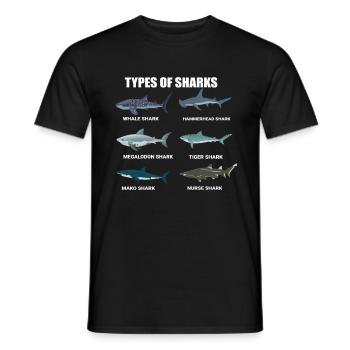 typen von haien walhai hammerhai tigerhai makohai - Männer T-Shirt - Schwarz - Vorne - AI Model Male 178 light (178cm)