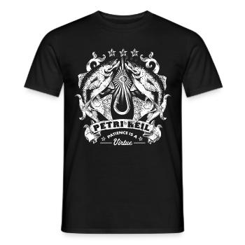 Petri Heil Angler Fisherman Design - Men's T-Shirt - black - Front - AI Model Male 178 light (178cm)