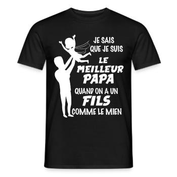 Papa, idée cadeau papa et fils complices - T-shirt homme - noir - Devant - AI Model Male 178 light (178cm)