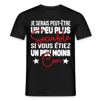 Je Serais Peut être Un Peu Plus Sociable Cadeau - T-shirt homme - noir - Devant - AI Model Male 178 light (178cm)