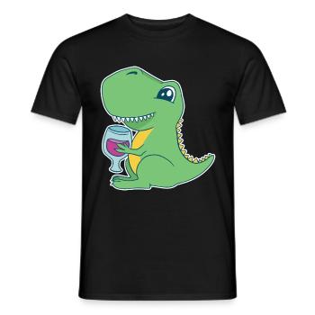 Dino Wine Dinosaur T-Rex Red Wine Glass Alcohol - Men's T-Shirt - black - Front - AI Model Male 178 light (178cm)