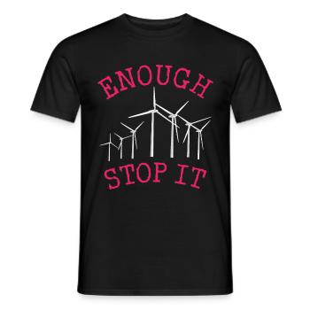 No to wind turbines, Enough, Stop it - Men's T-Shirt - black - Front - AI Model Male 178 light (178cm)