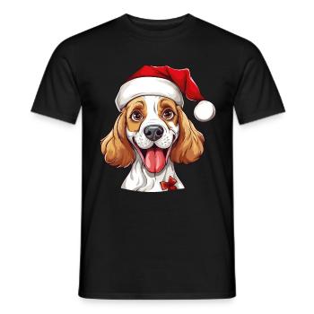Chien Noël Père Noël Chien Père Noël Chapeau - T-shirt homme - noir - Devant - AI Model Male 178 light (178cm)