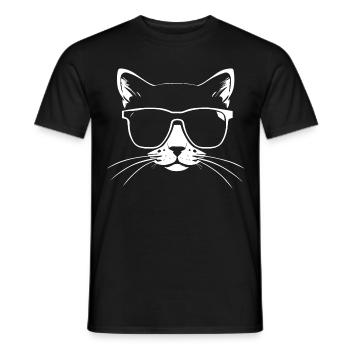 Lustige Katze mit Sonnenbrille Kätzchen Sonnenbrille Katzen - Männer T-Shirt - Schwarz - Vorne - AI Model Male 178 light (178cm)