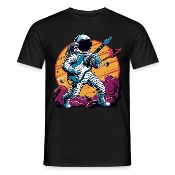 Retro E-Gitarrist Astronaut - Männer T-Shirt - Schwarz - Vorne - AI Model Male 178 light (178cm)