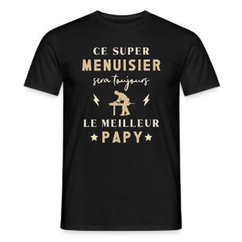 Meilleur Super Papy Menuisier Menuiserie - T-shirt homme - noir - Devant - AI Model Male 178 light (178cm)