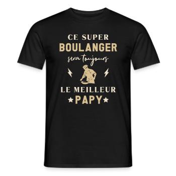 Meilleur Super Papy Boulanger Boulangerie - T-shirt homme - noir - Devant - AI Model Male 178 light (178cm)