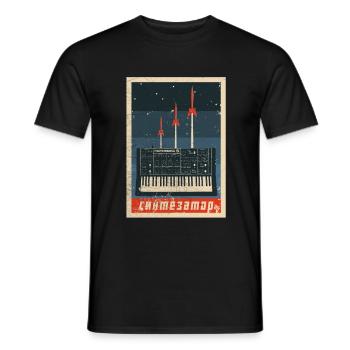 Vintage Sowjetischer Synthesizer - Analoges UdSSR-Design - Männer T-Shirt - Schwarz - Vorne - AI Model Male 178 light (178cm)