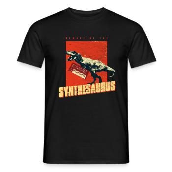 Synthétiseur analogique - Synthétiseur T Rex - T-shirt homme - noir - Devant - AI Model Male 178 light (178cm)