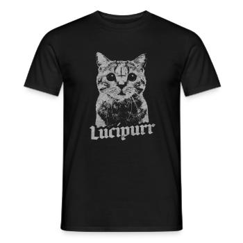 Lucifer Occult Satanic Cat Lucipurr Antichrist - Men's T-Shirt - black - Front - AI Model Male 178 light (178cm)