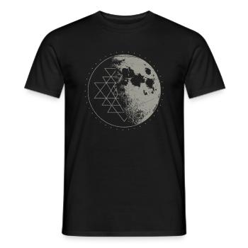 Sacred Geometry Sri Yantra Moon - Psychedelic - Men's T-Shirt - black - Front - AI Model Male 178 light (178cm)