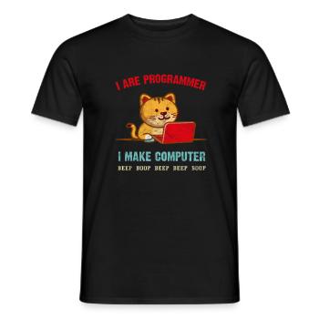 Programmer Developer Computer Scientist Geek - Men's T-Shirt - black - Front - AI Model Male 178 light (178cm)