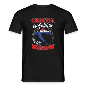 La Croatie appelle et je dois partir - T-shirt homme - noir - Devant - AI Model Male 178 light (178cm)