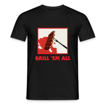 Grill 'em all - Grill barbecue party metal - Men's T-Shirt - black - Front - AI Model Male 178 light (178cm)