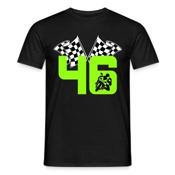 Moto numéro 46 Drapeaux de course Motorsport - T-shirt homme - noir - Devant - AI Model Male 178 light (178cm)