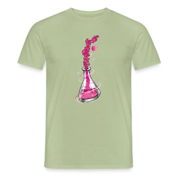 Chimie I Tube à essai Microscope de laboratoire - T-shirt homme - vert sauge - Devant - AI Model Male 178 light (178cm)