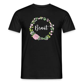 Braut I Blumenkranz Hochzeit Boho Stil Eukalyptus - Männer T-Shirt - Schwarz - Vorne - AI Model Male 178 light (178cm)