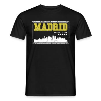Madrid Spain City Skyline Home Love - Men's T-Shirt - black - Front - AI Model Male 178 light (178cm)