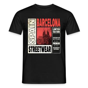 Barcelona Spain City Skyline Holiday Summer - Men's T-Shirt - black - Front - AI Model Male 178 light (178cm)