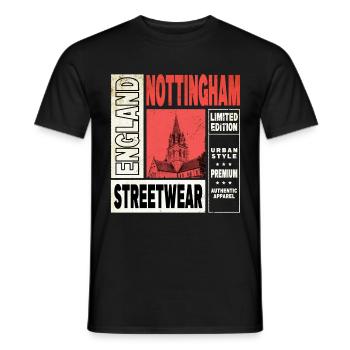 Nottingham Angleterre UK City Skyline Accueil Amour - T-shirt homme - noir - Devant - AI Model Male 178 light (178cm)