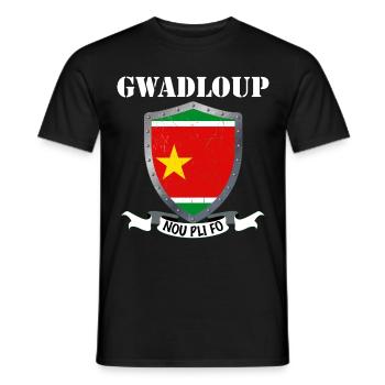 Gwadloup nou pli fo Guadeloupe Drapeau - T-shirt homme - noir - Devant - AI Model Male 178 light (178cm)