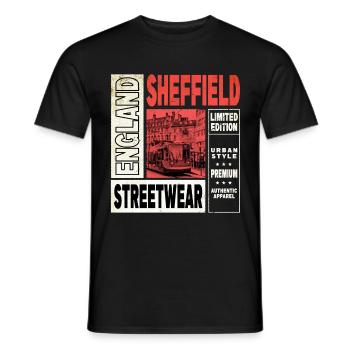Sheffield Angleterre UK City Skyline Accueil Amour - T-shirt homme - noir - Devant - AI Model Male 178 light (178cm)
