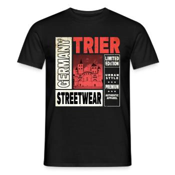 Trier Germany City Skyline Home Love - Men's T-Shirt - black - Front - AI Model Male 178 light (178cm)