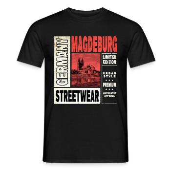 Magdeburg Deutschland Stadt Skyline Heimat Liebe - Männer T-Shirt - Schwarz - Vorne - AI Model Male 178 light (178cm)