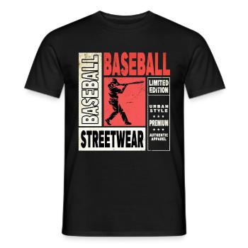Baseball Baseballspieler USA Sport Vintage Retro - Männer T-Shirt - Schwarz - Vorne - AI Model Male 178 light (178cm)