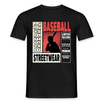 Baseball Baseballspieler USA Sport Vintage Retro - Männer T-Shirt - Schwarz - Vorne - AI Model Male 178 light (178cm)