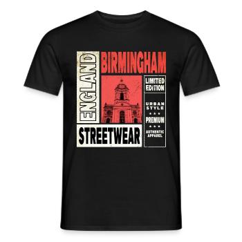 Birmingham Angleterre Royaume-Uni City Skyline Vintage Rétro - T-shirt homme - noir - Devant - AI Model Male 178 light (178cm)