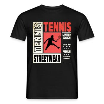 Tennis Tennis Player Player Vintage Retro Sport - Men's T-Shirt - black - Front - AI Model Male 178 light (178cm)