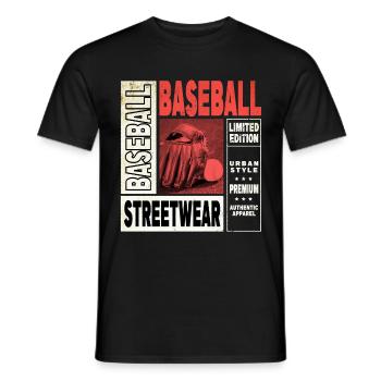 Baseball Baseballspieler USA Sport Vintage Retro - Männer T-Shirt - Schwarz - Vorne - AI Model Male 178 light (178cm)