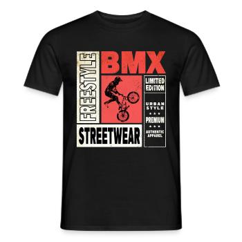 BMX Fahrrad Biker Stunt Trick Freestyle Vintage - Männer T-Shirt - Schwarz - Vorne - AI Model Male 178 light (178cm)