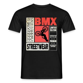 BMX Fahrrad Biker Stunt Trick Freestyle Vintage - Männer T-Shirt - Schwarz - Vorne - AI Model Male 178 light (178cm)