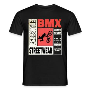 BMX Fahrrad Biker Stunt Trick Freestyle Vintage - Männer T-Shirt - Schwarz - Vorne - AI Model Male 178 light (178cm)