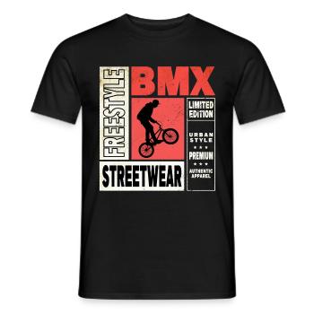 BMX Fahrrad Biker Stunt Trick Freestyle Vintage - Männer T-Shirt - Schwarz - Vorne - AI Model Male 178 light (178cm)