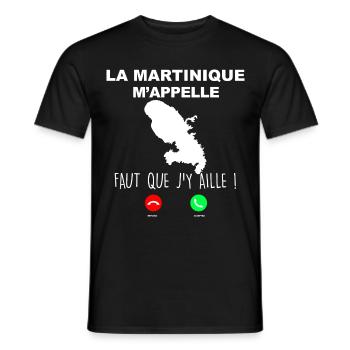 Martinique téléphone portable humour - T-shirt homme - noir - Devant - AI Model Male 178 light (178cm)