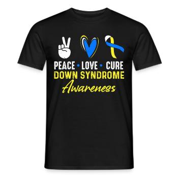 Peace Love Healing Down Syndrome Consciousness - Men's T-Shirt - black - Front - AI Model Male 178 light (178cm)