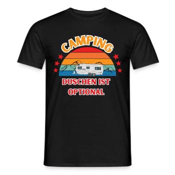 Drôle de slogan de camping. La douche est facultative - T-shirt homme - noir - Devant - AI Model Male 178 light (178cm)