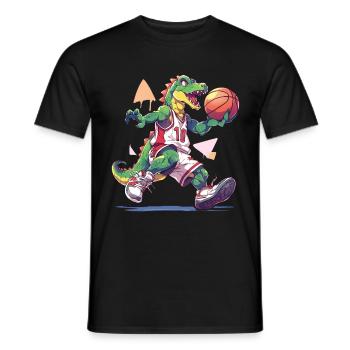 Basketball Dinosaure T-Rex Player Sports Cartoon - T-shirt homme - noir - Devant - AI Model Male 178 light (178cm)