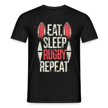 Eat Sleep Rugby Repeat Sport Typografie - Männer T-Shirt - Schwarz - Vorne - AI Model Male 178 light (178cm)