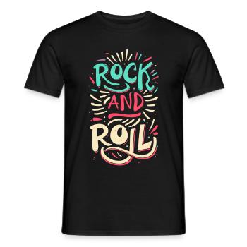 Rock And Roll Rock Statement Motto - Men's T-Shirt - black - Front - AI Model Male 178 light (178cm)