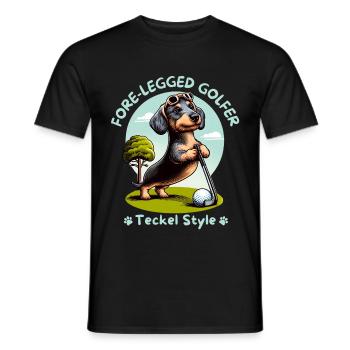 Dackelliebhaber Geschenkidee. Dackel Golfer - Männer T-Shirt - Schwarz - Vorne - AI Model Male 178 light (178cm)